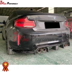OKING Style Dry Carbon Fiber Rear Diffuser With Light For BMW F87 M2 M2C 2016-2019