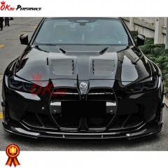 3D Style Dry Carbon Fiber Front Lip With Side Splitters For BMW G82 M4 G80 M3 2020-2024