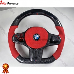 Carbon Fiber Steering Wheel Replacement Center Trim Cover For BMW G82 M4 G80 M3 2020-2024