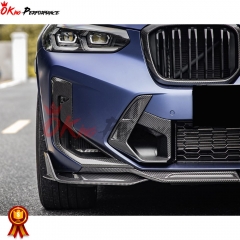 SQ Style Dry Carbon Fiber Front Vent Cover Trims For BMW F97 X3M F98 X4M LCI 2022-2024