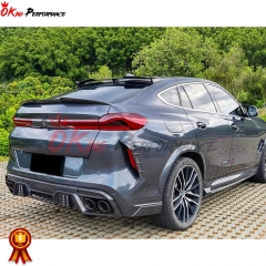 LD Style Carbon Fiber Rear Diffuser & 4 Exhaust Tips & LED Brake Light For BMW F96 X6M 2019-2023