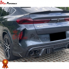 LD Style Carbon Fiber Rear Diffuser & 4 Exhaust Tips & LED Brake Light For BMW F96 X6M 2019-2023