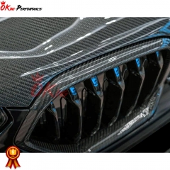 Single Slat Style Dry Carbon Fiber Front Bumper Grille For BMW F96 X6M 2019-2023