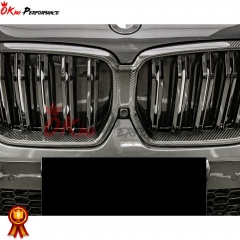 Double Slat Style Dry Carbon Fiber Front Bumper Grille For BMW F96 X6M 2019-2023