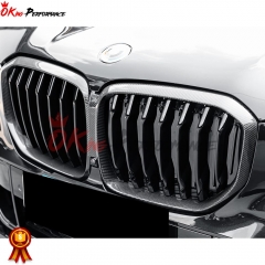 Single Slat Style Dry Carbon Fiber Front Grille For BMW X5 G05 2019-2023