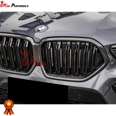 Double Slat Style Carbon Fiber Front Grill For BMW X6 G06 2019-2023