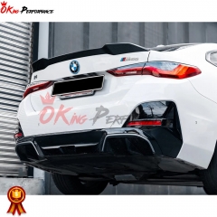 MP Style Dry Carbon Fiber Rear Trunk Spoiler Wing For BMW i4 2021-2024