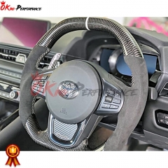 V3 Custom Made Carbon Fiber Alcantara Steering Wheel For Toyota GR Supra MK5 A90 A91 2019-2024