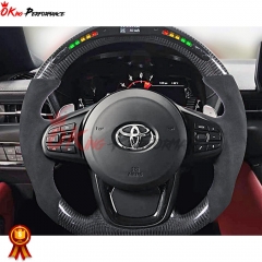 V2 Custom Made Carbon Fiber Perforated Leather Steering Wheel For Toyota GR Supra MK5 A90 A91 2019-2024