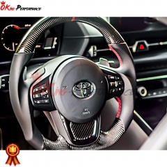 V3 Custom Made Carbon Fiber Alcantara Steering Wheel For Toyota GR Supra MK5 A90 A91 2019-2024