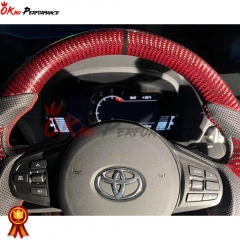 Customize Red Carbon Fiber Steering Wheel For Toyota Supra MK5 A90 A91 GR 2019-2024
