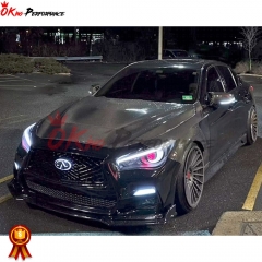 GTS Style Honeycomb Carbon Fiber Hood Bonnet For INFINITI Q50 2013-2024