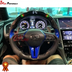 Oking V4 Style Custom Made LED Display Carbon Fiber Steering Wheel For Infiniti Q50 Q50S 2018-2024