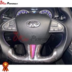 Oking V2 Style Custom Made LED Display Carbon Fiber Steering Wheel For Infiniti Q50 Q50S 2013-2017