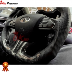 Oking V2 Style Custom Made LED Display Carbon Fiber Steering Wheel For Infiniti Q50 Q50S 2013-2017