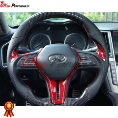 Oking V3 Style Custom Made Carbon Fiber Steering Wheel For Infiniti Q50 Q50S 2018-2024