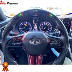 Oking V4 Style Custom Made LED Display Carbon Fiber Steering Wheel For Infiniti Q50 Q50S 2018-2024