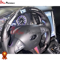Oking V2 Style Custom Made LED Display Carbon Fiber Steering Wheel For Infiniti Q50 Q50S 2013-2017