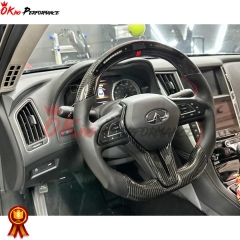 Oking V3 Style Custom Made Carbon Fiber Steering Wheel For Infiniti Q50 Q50S 2018-2024