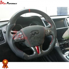 Oking V1 Style Custom Made Carbon Fiber Steering Wheel For Infiniti Q50 Q50S 2013-2017