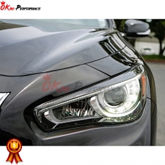 Honeycomb Weave Dry Carbon Fiber Lamp Eyebrow Lid Cover For INFINITI Q50 2013-2024