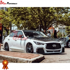 Project Black S Concept Style Partial Carbon Fiber Front Bumper For Infiniti Q50 2013-2024