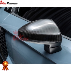 Dry Carbon Fiber Stick On Mirror Cover For Audi R8 2016-2024