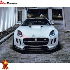 B Style Carbon Fiber (CFRP) Front Lip For Jaguar F-Type 2013-2019