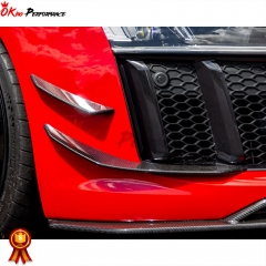 Performance Style Dry Carbon Fiber Front Bumper canards For Audi R8 2016-2019