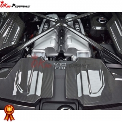 Dry Carbon Fiber Replacement Engine Cover Pair For Audi R8 2020-2024