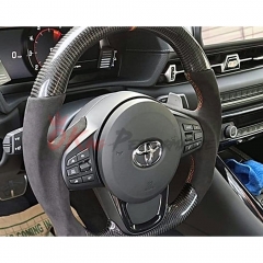 V2 Custom Made Carbon Fiber Perforated Leather Steering Wheel For Toyota GR Supra MK5 A90 A91 2019-2024