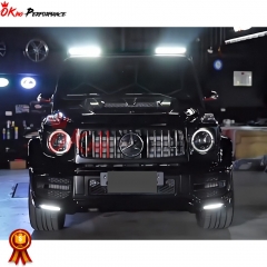 Brabus Style Dry Carbon Fiber LED Front Roof Lighting Spoiler For Mercedes Benz G Class W464 G500 AMG G63 2018-2020