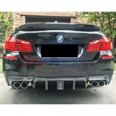 LED Brake Light Style Carbon Fiber Rear Diffuser For BMW 5 Series F10 F18 2010-2016