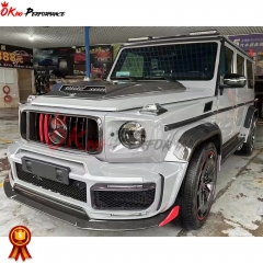 G900 Rocket Style Dry Carbon Fiber Fog Light Cover For Mercedes Benz G Class W464 G63 AMG BRABUS 2019-2022