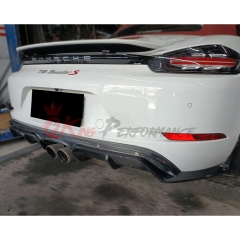 CMST Style Carbon Fiber Rear Diffuser For Porsche 718 Cayman Boxster 2016-2020