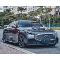 Project Black S Style Portion Carbon Fiber Front Bumper For Infiniti Q60 2016-2022