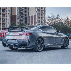 Project Black S Style Portion Carbon Fiber Rear Bumper For Infiniti Q60 2016-2022