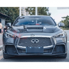 Project Black S Style Portion Carbon Fiber Front Bumper For Infiniti Q60 2016-2022