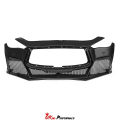 Project Black S Style Portion Carbon Fiber Front Bumper For Infiniti Q60 2016-2022