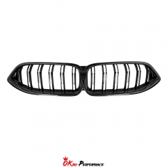 Double Slat Style Dry Carbon Fiber Front Grille For BMW M8 F90 F91 F92 F93 2020-2024