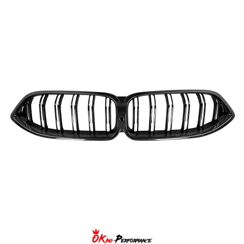 Double Slat Style Dry Carbon Fiber Front Grille For BMW M8 F90 F91 F92 F93 2020-2024