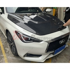 Vented Style Carbon Fiber Hood For Infiniti Q60 2016-2022