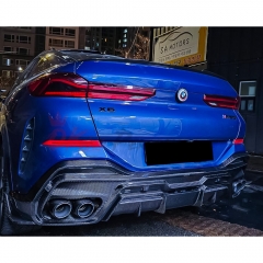 Paktechz Style Dry Carbon Fiber Rear Diffuser With Splitter For BMW X6 G06 LCI M50I M60I