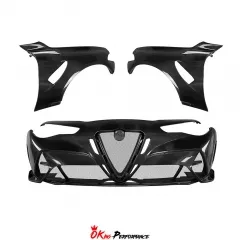 GTAM Widebody Style Carbon Fiber Front Bumper & Fenders For Alfa Romeo Giulia 2016-2023