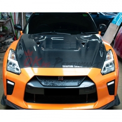 Vairs MY17 Style Double Side Carbon Fiber Cooling Hood For Nissan R35 GTR 2017-2026