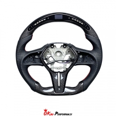 Oking V4 Style Custom Made LED Display Carbon Fiber Steering Wheel For Infiniti Q50 Q50S 2018-2024