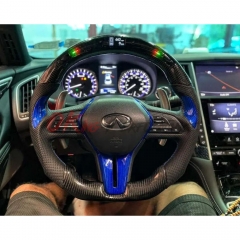 Oking V4 Style Custom Made LED Display Carbon Fiber Steering Wheel For Infiniti Q50 Q50S 2018-2024