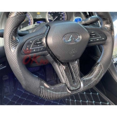 Oking V4 Style Custom Made LED Display Carbon Fiber Steering Wheel For Infiniti Q50 Q50S 2018-2024