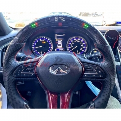Oking V4 Style Custom Made LED Display Carbon Fiber Steering Wheel For Infiniti Q50 Q50S 2018-2024