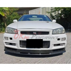 OEM V-Spec Nismo Z-Tune Style Carbon Fiber Front Bumper Bottom Lip For Nissan R34 GTR 1998-2002